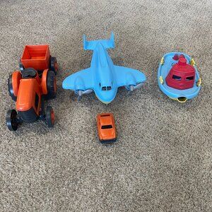 Green Toys Cargo Plane with Car Tractor with Trailer Tugaboat Eco Friendly